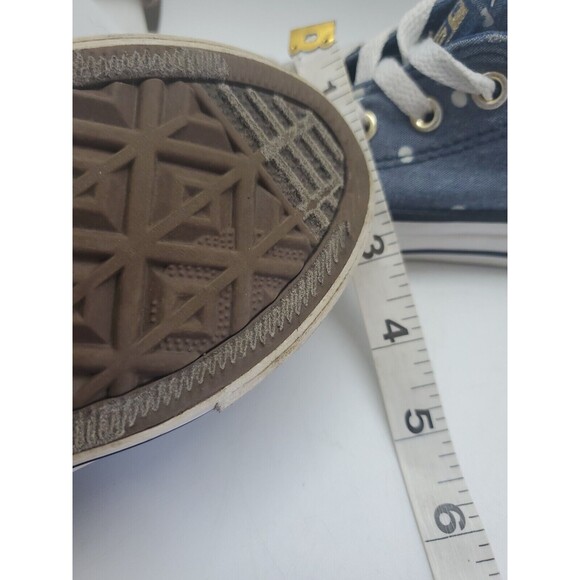 Converse All Star Girls sz 12 Ox Sneakers Shoes Denim Blue Polka Dot - Picture 10 of 12